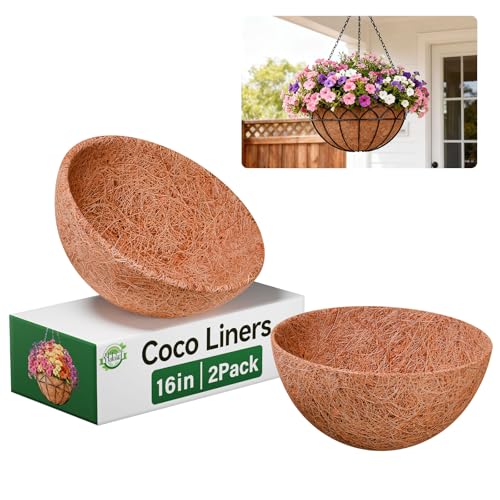 2 Pack 16 Inch Coconut Liners for Hanging Baskets Replacement (16inch)