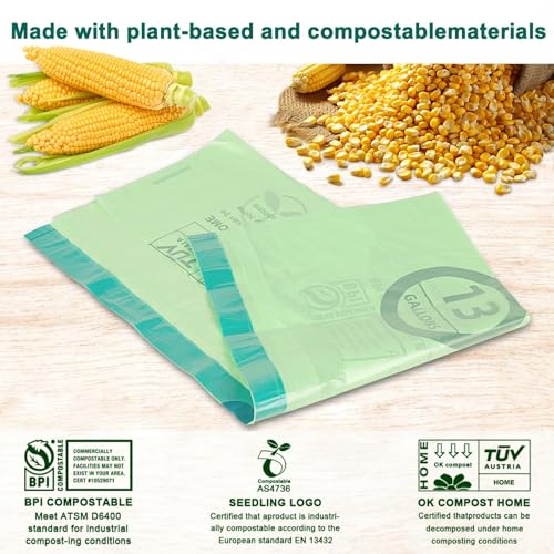 13 Gallon 50 Count Compostable Trash Bags with Home