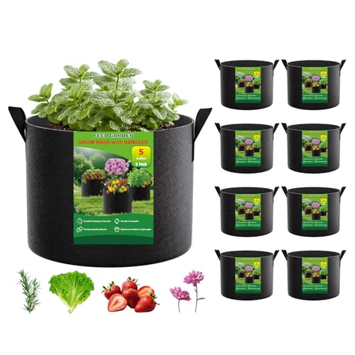 5 Gallon Grow Bags 8 Pack (8 Count)