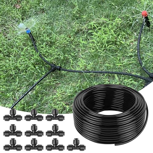 100FT 1 4 Inch Drip Irrigation Tubing with 10 Pack Push