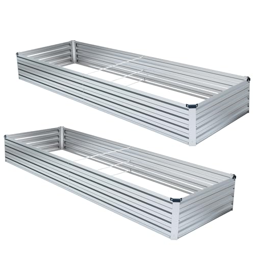 2 Pack 6x3x1FT Galvanized Raised Garden Beds Kit Outdoor Metal Gardening Planter Box for Vegetable Elevated Flower Herbs (2 Count)