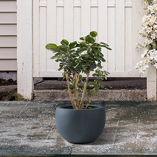 Small Round Bowl Charcoal Concrete Planter 11.8" Dia (Charcoal / 11.8" d)