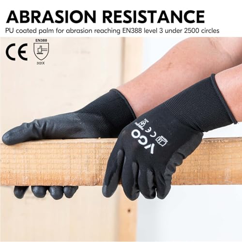 15Pairs PU Coated Safety Work Gloves (15 Count)