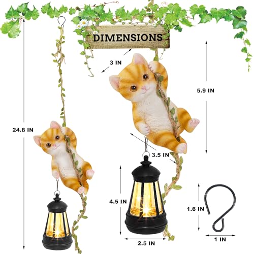 Solar Hanging Cat Statue