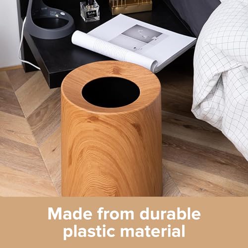 Anti Spill Nordic Wood Grain Look Waste Basket