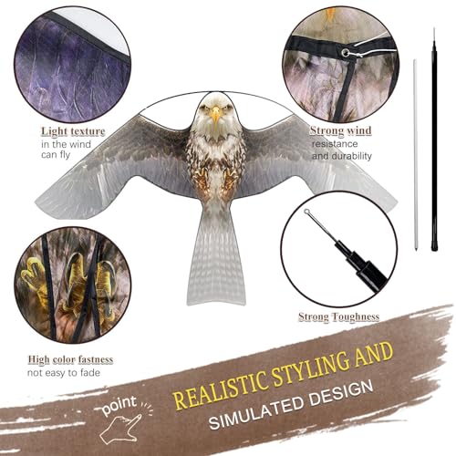 Bird Scarer Kite with 13ft Pole Bird Hawk Flying Kite