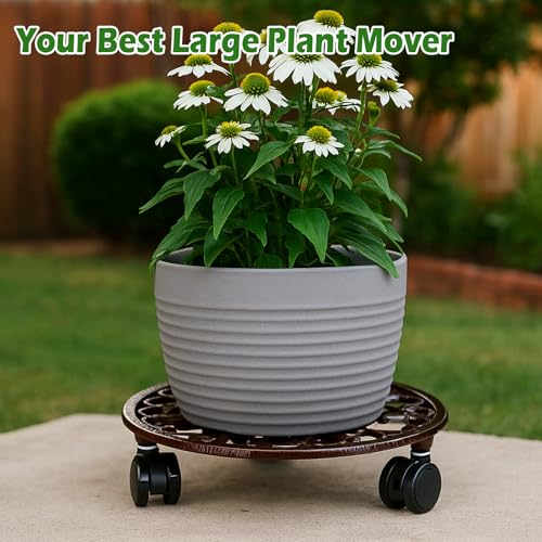 3 Pack 11 In Rolling Plant Stand with Wheels Metal Plant Caddy with Wheels (11 inch: 3 pcs / Brown)