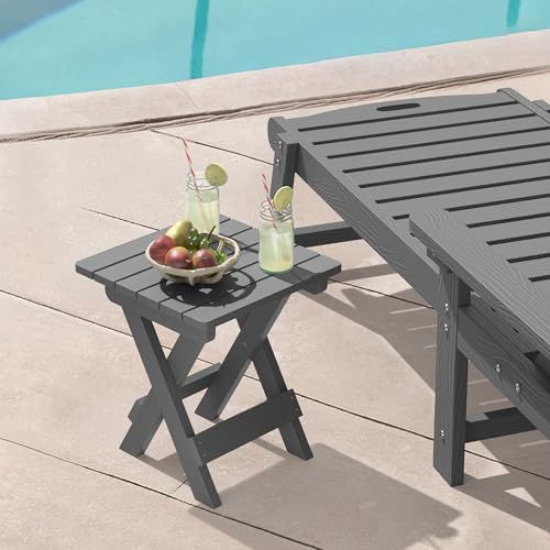 Small Outdoor Folding Side Table HDPS 14 Inch Height