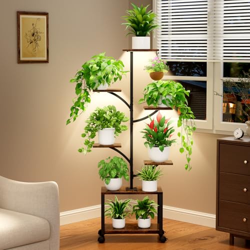 Plant Stand Indoor with Grow Lights & Wheels
