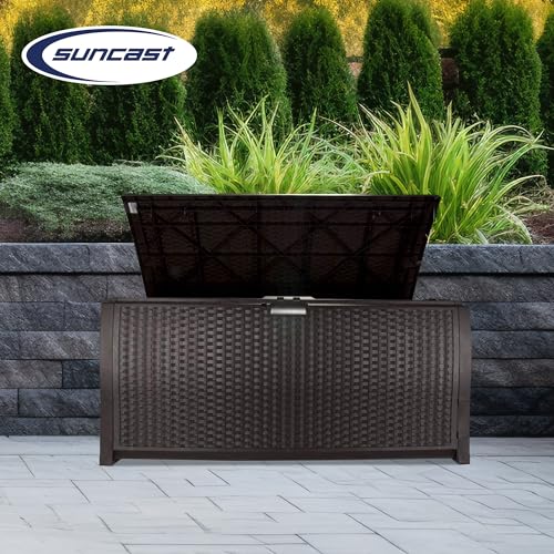 99 Gallon Plastic Wicker Deck Box Container Storage for Garden (2 Count)