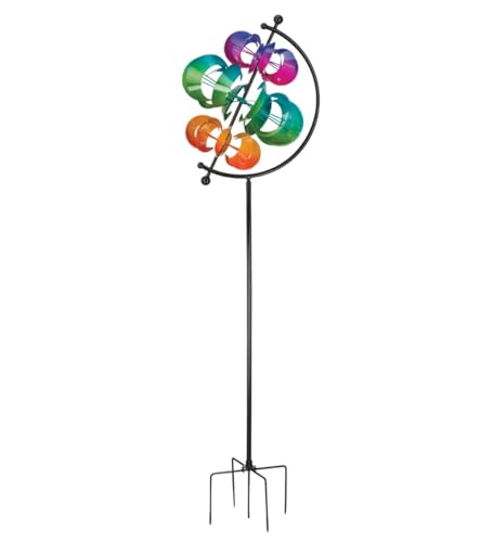 Wind Spinner Outdoor Metal Kinetic Yard Art with Stake (Moons / Medium (70-79 Inch))