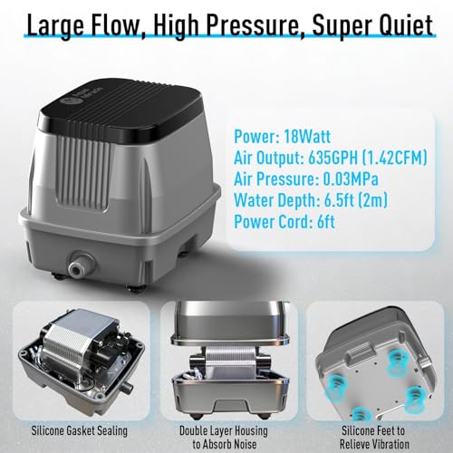 Koi Pond Aerator Pond Air Pump for Outdoor Ponds 5000