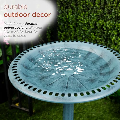 TEC116BL Pedestal Birdbath with Scrollwork Base and Ground Stakes