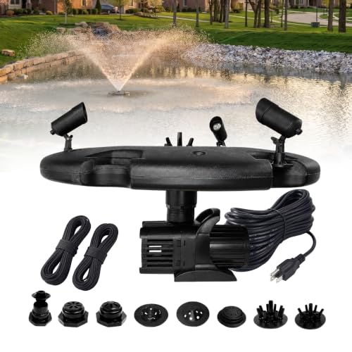 1.2 HP Floating Fountain & Aerator for Ponds and Lakes with 100 ft Cord