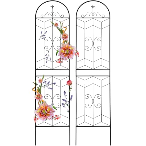 2 Pack 87x20in Garden Trellises with Black Metal Coating