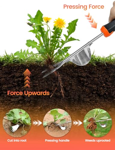 2 Pack Upgraded Weed Puller Tool Kit with Long Adjustable Handle
