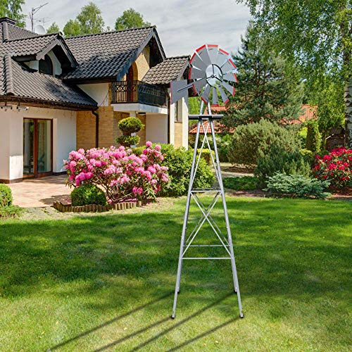 8FT Ornamental Windmill Backyard Garden Decoration Weather Vane