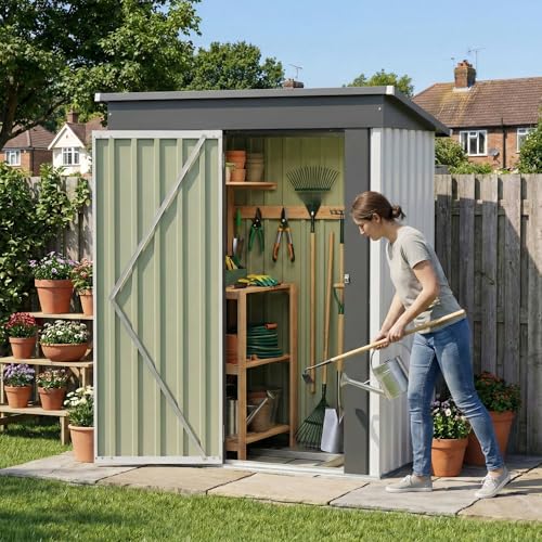 5x3 FT Outdoor Storage Shed with Floor Frame (White / 5x3 FT)