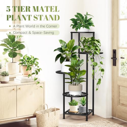 5 Tier Plant Stand Indoor Outdoor (Flower Black / 5 Tier)