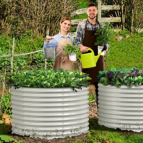 32" Tall Raised Beds for Gardening Galvanized Raised Garden Beds Round Garden Bed Metal Flower Bed Outdoor