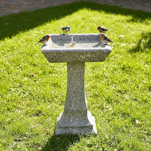 22.8" Tall Square Bird Bath (stone-grey)