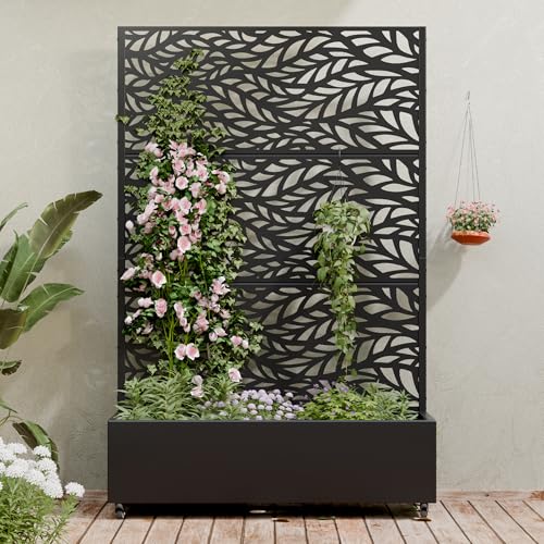 Metal Raised Garden Bed with Trellis and Wheels