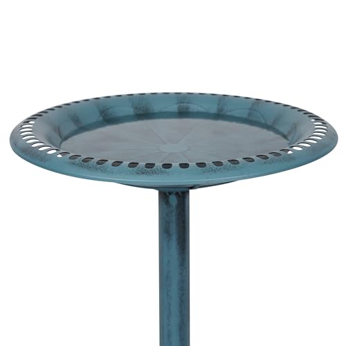TEC116BL Pedestal Birdbath with Scrollwork Base and Ground Stakes