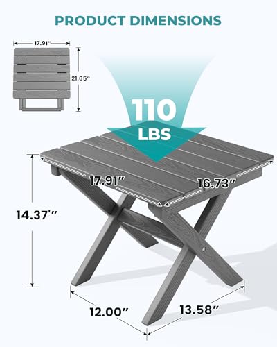 Small Folding Outdoor Side Table Set of 4 (Grey / Foldable 4-pack)