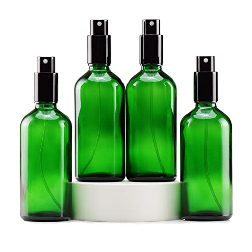 Green Glass Spray Bottles 4oz (4 Count)
