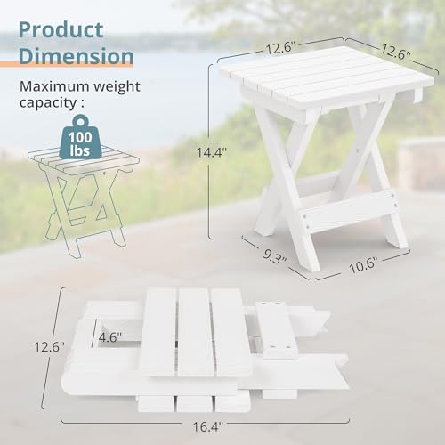 Small Outdoor Folding Side Table HDPS 14 Inch Height