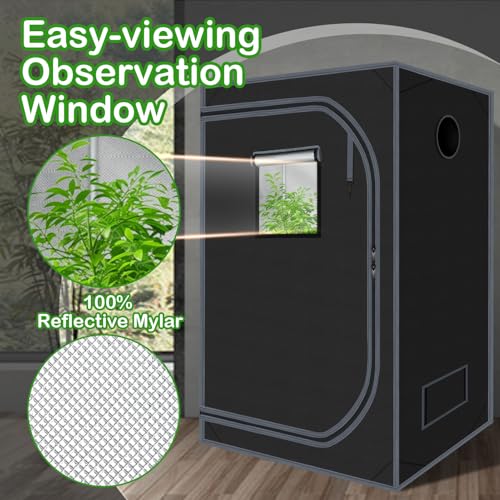 32"x32"x63" 600D Mylar Hydroponic High Reflective Grow Tent for Plant
