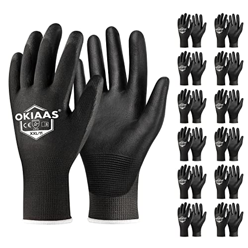 PU Coated Work Gloves Men (12 Count)