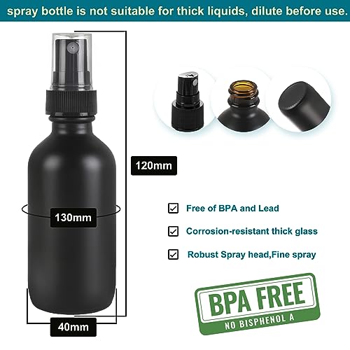Frosted Black Glass Small Spray Bottle 2 oz 24 Packs (24 Count)