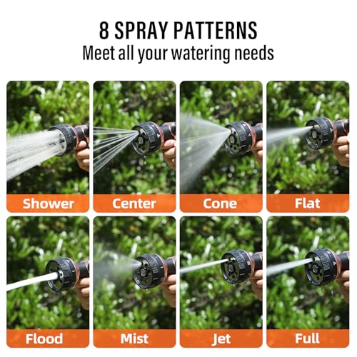 Heavy Duty Metal Garden Hose Sprayer with 8 Patterns &Thumb Control