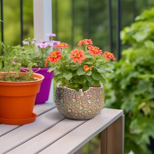 Ceramic Plant Pots (6.2 Inch / Speckled-brown)