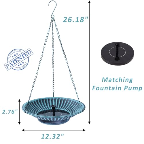 12" Hanging Solar Bird Bath (B-blue and Black)