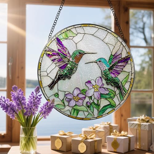 8″ Hummingbird Stained Glass Suncatcher (Hummingbird)