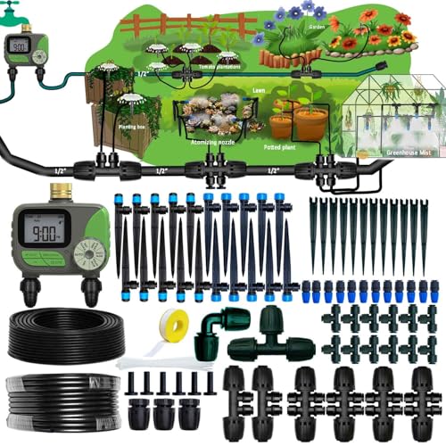 Drip Irrigation System with Water Timer for Garden (S5)
