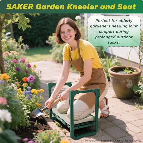 Garden Kneeler and Seat Foldable Gardening Stool with Extendable Legs