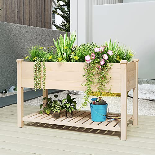 Outdoor Wood Raised Garden Bed