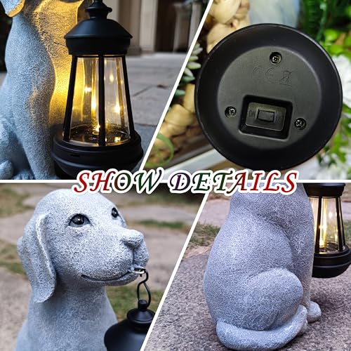Solar Dog Outdoor Garden Statue with LED Light