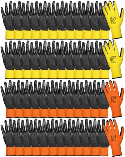 48 Pairs Gardening Gloves for Men Women Rubber Coated Safety Work Gloves Bulk for Gardening Construction Work