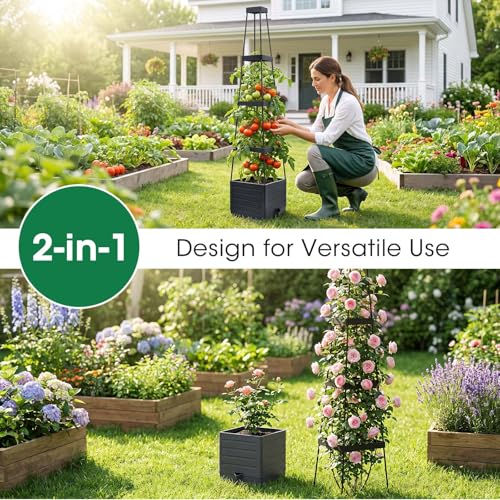 2Pack Raised Garden Bed Planter Boxes with Trellis (2 Count)