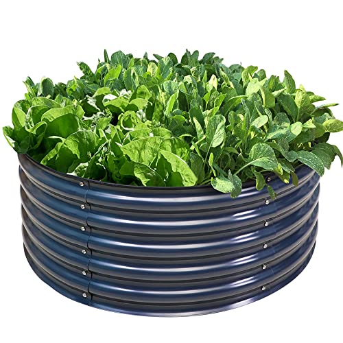17" Tall 42" Round Galvanized Raised Garden Bed Kit