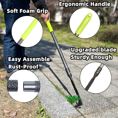 Crack Weeder 48" Long Handle Crevice Weeding Tool with Soft Grip