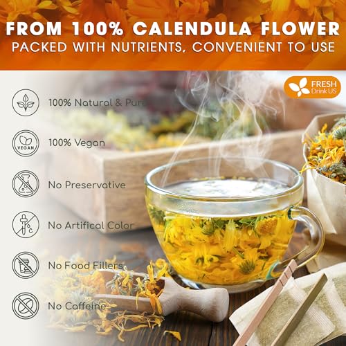 Premium 55 Bags Calendula Flowers Tea (55 Tea Bags)