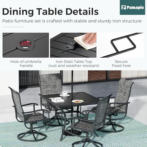 5 Piece Outdoor Dining Set (Grey / 5 PCS)