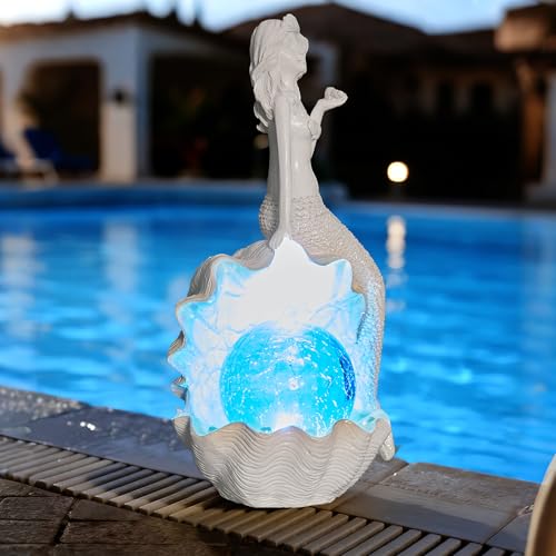 Solar Garden Mermaid Decor Outdoor Statue