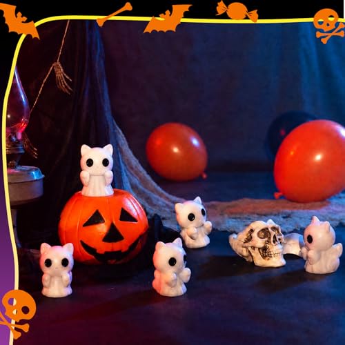 50 Pcs Halloween Mini Ghosts Figurines Resin Tiny Ghosts (Cat)