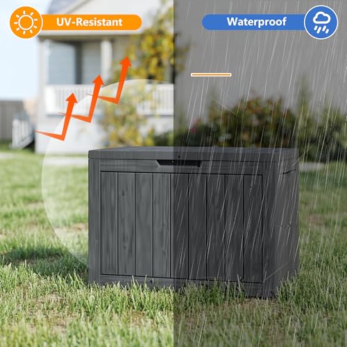35 Gallon deck box Outdoor Cushion Storage Waterproof (Black / 35 GAL)